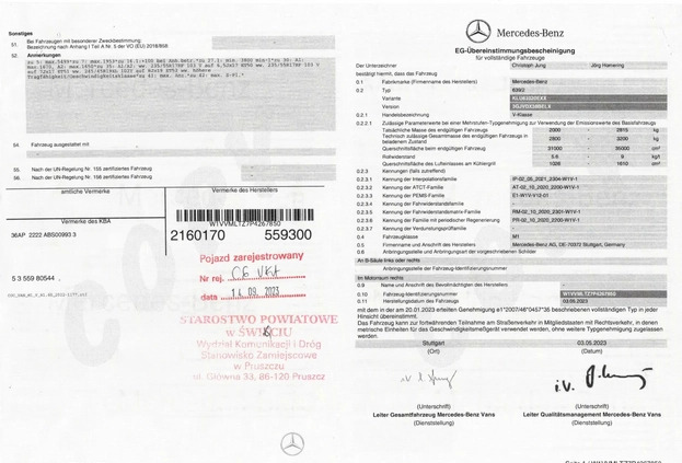 Mercedes-Benz Klasa V cena 337020 przebieg: 19800, rok produkcji 2023 z Górowo Iławeckie małe 596